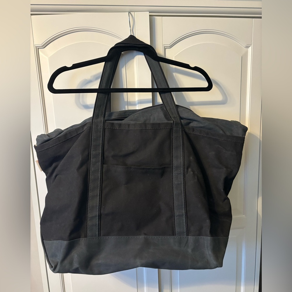 CB Station Black Waxed Large Canvas Tote